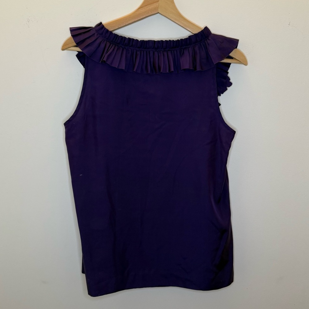 J. Crew Purple Ruffle Silk Sleeveless Top - Picture 2 of 4